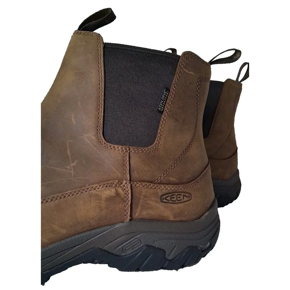✨KEEN Mens Size 14M Pull-On Anchorage III WP Leather Boots Earth/Mulch Insulated